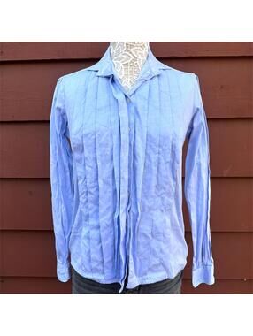 Vintage Cricketeer Pintuck Blouse in Oxford Blue 90s Tailored